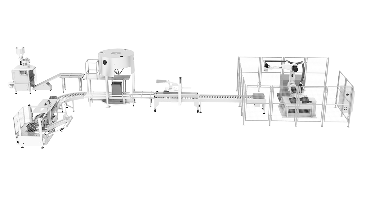 Automated packaging solution with vertical packaging machine